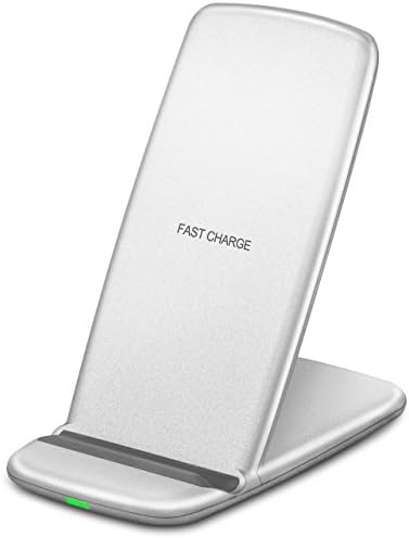 iPhone X Wireless Charger, Fast Wireless Charging Pad for Galaxy Note 8 / 5 S8 S8 Plus S7 / S7 Edge S6 Edge Plus, Standard Charge for iPhone X/ 8/ 8 Plus and All Qi Enable Devices (Silver)