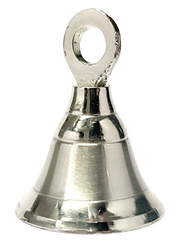 Pack of 6 Decorative Brass Bells Door Home Wedding Decor Polished Bells Nickel Champagne Gold Finish (Nickel Finish) - Thumbnail 3