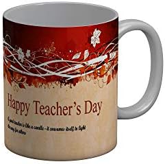 FunkyTradition Teachers Day Thank You Teacher World Greatest Teacher Ceramic Mug, 350 ML, Multicolor