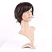 Heat Resistant Synthetic Wig Short Brown 12 Styles Full Wig with Bangs Short Hair Full Head 5'' / 5 inch+Stretchable Elastic Wig Net,#2 Dark brown