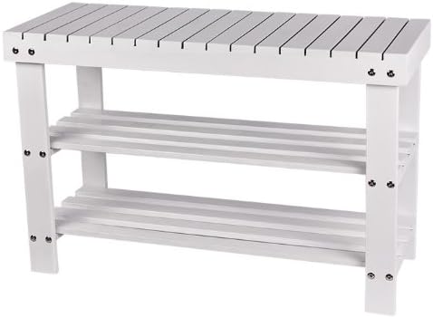 Sobuy 100 Bambou Naturel Etagere A Chaussures Rangement Chaussure Siege Pour Chausser Blanc 70 28 5 45cm Fsr02 W Amazon Fr Cuisine Maison