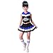 Cheerleader Costume Child Cheer Costume Outfit Carnival Party Halloween Cosplay with Match Pom poms for Sports Girls Boys (120cm, Black)
