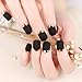 Fake Nails False Nail Design Pretty Nail Designs Matte Black with Gold Fake Nails