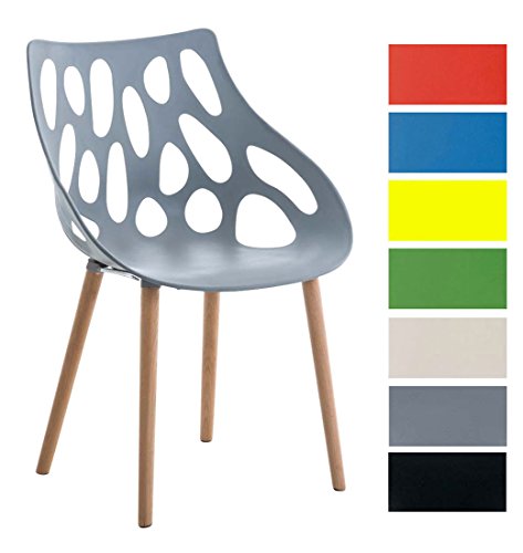 CLP-Sedia-in-Polipropilene-Hailey-Sedia-Design-Telaio-in-Legno-di-Faggio-Sedia-da-Pranzo-Seduta-44-cm-Sedia-Moderna-Portata-Max-150-kg-Sedia-Attesa-Facile-da-Pulire-Grigio