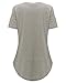 StyleDome Women V Neck Casual Blouse Shirts Short Sleeve Asymmetrical Hem Solid Plain Long Tee Tops Grey US 14