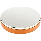 BESTNULE Professional Steel Bench Block, Covered with TPR Soft Plastic at The Bottom, Metal Stamping Table Mirror, Polishing with Chrome Plating for Jewelry Stamping (Dia: 3”, H: 19/32”) (Orange)