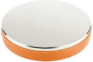 BESTNULE Professional Steel Bench Block, Covered with TPR soft plastic at The bottom, Metal Stamping Table Mirror, Polishing with Chrome Plating for Jewelry Stamping (Dia: 3”, H: 19/32”) (Orange)