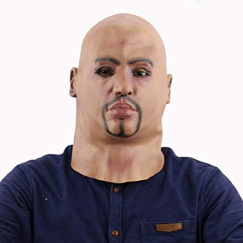 Bald Cap Men's Mask Creepy Scary Mask Adults Props Halloween Mask Head Bald Big Brother Realistic Human Face Horror Mask