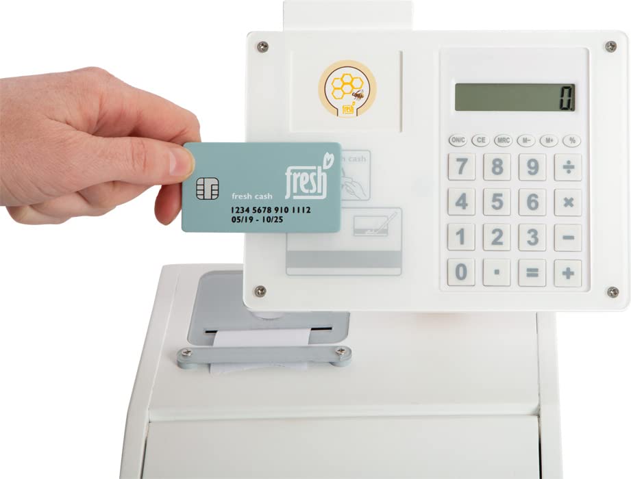 small foot Kasse "fresh" aus Holz, multifunktionales Zubehör für Kaufladen, Rollenspielzeug, ab 3 Jahren, 12249, Weiß 9