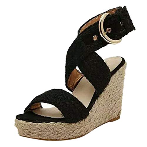 image for Wllsagl Xouwvpm Women's Thick Bottom Shoes Wedge Big Size Buckle Roman