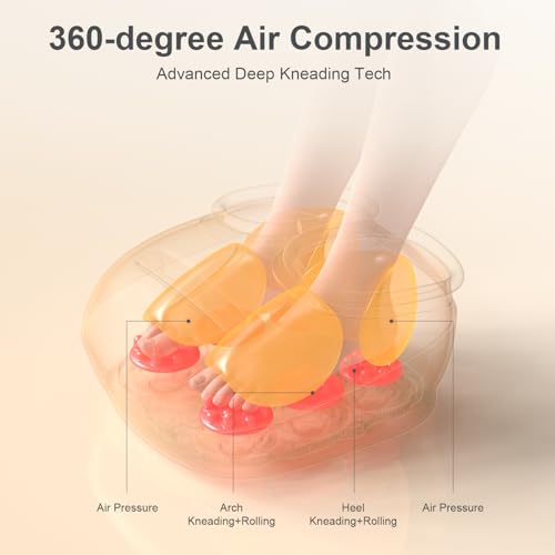 Nekteck Masajeador de pies Shiatsu con calor, terapia de amasamiento profundo y compresión de aire para la salud de los pies. Herramientas de masaje para pies que mejoran la circulación sanguínea y alivian el dolor. Regalos para hombres y mujeres.