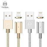 Magnetic Charging Cable Durable Lightning Reversible USB Fast Charging and Data Sync 3.11ft 2.4A With Indicator LED Light For iPhone/iPad by MCDODO (Gold)