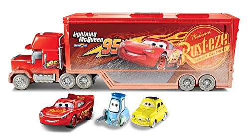  - Disney Pixar Cars Fireball Beach Racers Mack Hauler Vehicle with Two Toy Cars