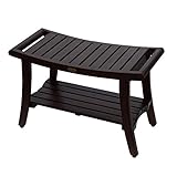 Decoteak DT121 Harmony Teak Shower Bench with Shelf and Lift Aide Arms, 30