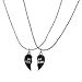 LUX ACCESSORIES Burnish Silver Best Cousins Mood Detachable Heart Necklace Set (2pc)