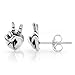 925 Sterling Silver Tiny Victory V Peace Hand Sign 10 mm Post Stud Earrings