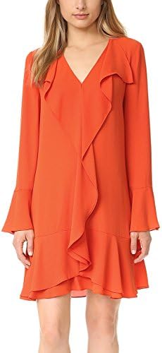 Leadingstar Women Dress Chiffon Elegant Loose Long Sleeve Flounced Summer Dress