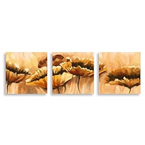 Canvas Wall Art Abstract Transparent Flowers Painting Artwork for Home Prints Framed - 12"x12"x3 Panels
