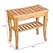 Ollieroo Bamboo Shower Bench Seat Wooden Spa Bench Stool with Storage Shelf, Bath Seat Bench Stool Bath & Shower Transfer Benches