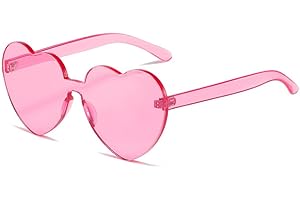YooThink Love Heart Shaped Sunglasses for Women Colorful Rimless Sunglasses Party Sunglasses