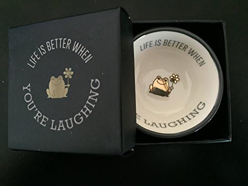 LIFE is Better When You're LAUGHING - FROG Porcelain - Mini TRINKET Dish - PET Therapy - INSPIRATIONAL Gift Boxed - Collectible - CERAMIC