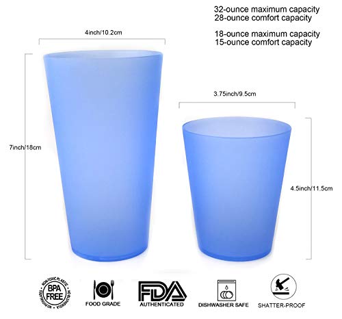 32-ounce and 18-ounce Plastic Tumblers/Drinking Glasses/Party Cups/Iced Tea Glasses Set of 12,6 Assorted Colors| Unbreakable, Dishwasher Safe, BPA Free