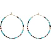 Winerbalaa Handmade Boho Beaded Earrings for Women,Bohemian Colorful Seed Beads Hoop Circle Earring Trendy Prom Accessories Jewelry Gift