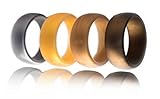 Silicone Wedding Ring for Men by FluxActive (4 Pack) Affordable Silicone Wedding Bands - METALLIC Gold Silver Copper Bronze