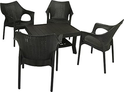 Mavi Black Outdoor 4 Chair And Table Set