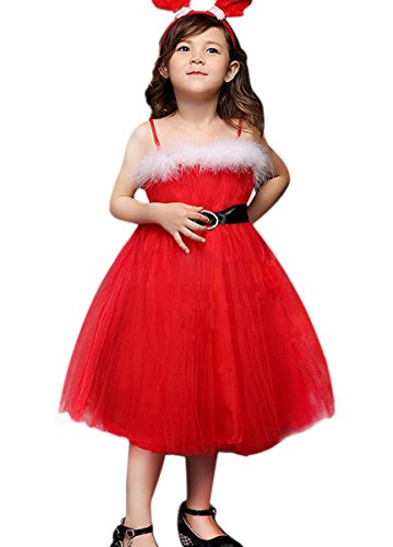Aivtalk Christmas Dress Little Girls Red Tulle Wedding Party Dresses 2-6X
