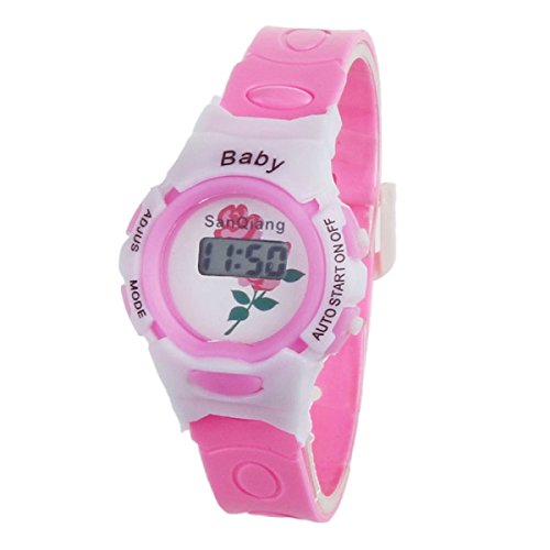 Fullkang Boys Girls Students Time Electronic Digital Wrist Sport Watch Pink