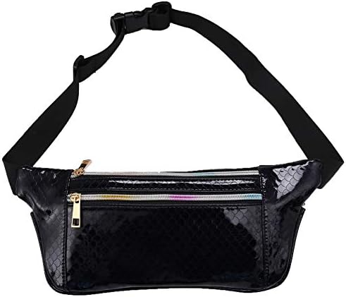 Holyami Fashion Holographic Fanny Pack for Women Men-Waterproof Travel Waist Packs Bum Purse Bags for Rave, Festival,Hiking