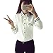 Women's Fashion Elegant Strip Blouses Turn Down Collar Shirt Tops Blouse (L) White