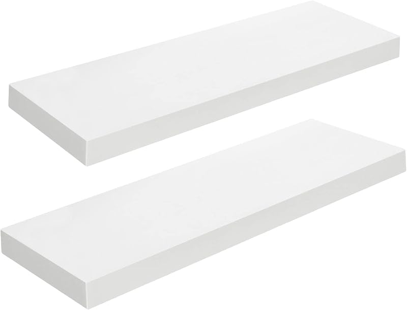HOOBRO Floating Shelves Set of 2 White Wall Shelves 60 cm EWT60BJ01