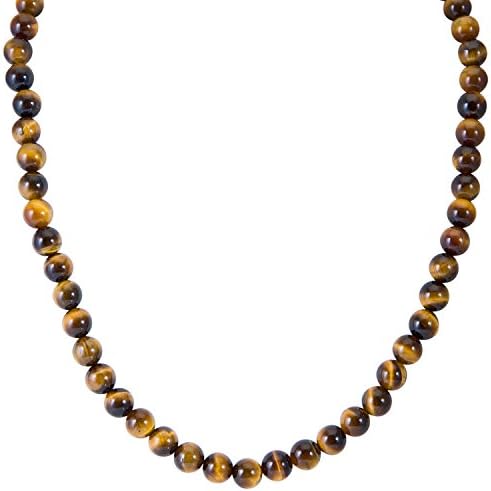 Sterling Silver 8mm Tiger Eye 18 or 20 inch Bead Necklace