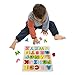 Hey! Play! Wooden Alphabet Puzzle Board with Colorful Wood Letters- Educational Toy for Learning Alphabet, Spelling, & Words for Boys & Girls