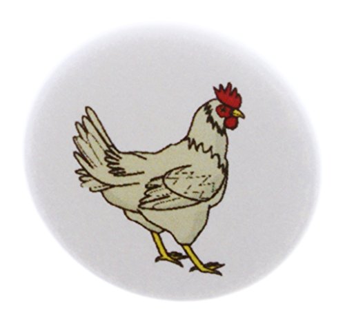A&T Designs Classic White Chicken 1.25" Pinback Button Pin Fowl