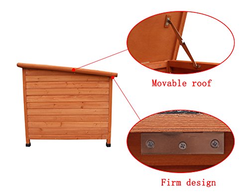 HiCaptain Waterproof Solid Cedar Pet House Deluxe Dog Kennel Universal Fits for Small Medium Large Animals (S:32.8 x 21.8 x 22.2 Inch, Brown) - Thumbnail 6