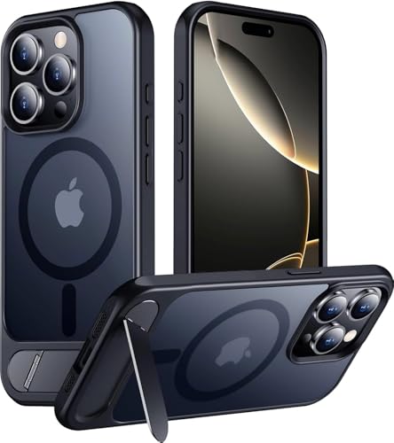ELEPIK Stronger Magnetic for iPhone 15 Pro Max Case with Flush Stand [Compatible with MagSafe] [10 FT Military Grade Drop Tested] Slim Matte Silicone iPhone 15 Pro Max Phone Case, Black