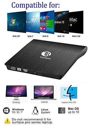USB 3.0 External DVD CD Drive Burner,TENNBOO Portable CD/DVD-RW Burner Writer Player for Laptop Notebook PC Desktop Computer,High Speed Data Transfer Support Windows XP/Vista/7/8/2000,Mac OS