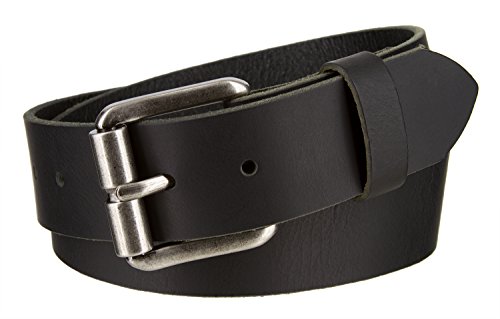 Mens Antique Silver Plated Buckle Buffalo Genuine Full Grain Leather Belt 1 1/2