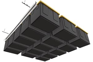 E-Z Garage Storage Tote Slide PRO – Made in USA | Heavy-Duty Alloy Steel Overhead Rack – Organize Up to 15 Storage Tote Bins on Garage Ceiling – 88” x 80” x 3.5”, White – Space-Saving Design