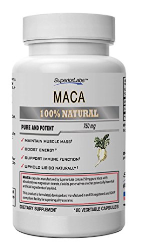 #1 Maca by Superior Labs - 100% Pure, 750mg, 120 Vegetable Capsules - Made In USA, 100% Money Back Guarantee