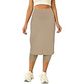 Aurgelmir Womens Tennis Skirt with Capris Leggings Golf Knee Length Skorts Athletic Long Skirts for Women with Pockets