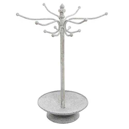 MyGift® White Metal Jewelry Holder Stand, Necklace Bracelet Organizer