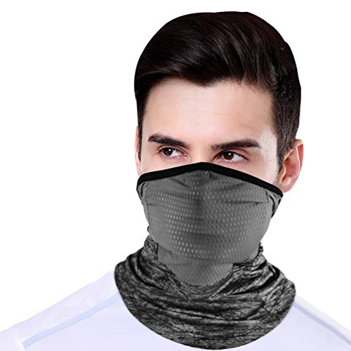 Neck Gaiter Face Mask Motorcycle Face Covering Cool Bandanas Breathable Lightweight, Ideal for Fishing Hiking Running Cycling Gray