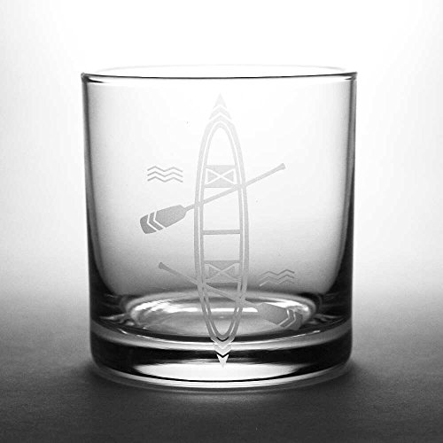 CANOE Lowball Glasses set of 2 - Dishwasher-safe etched whiskey glass