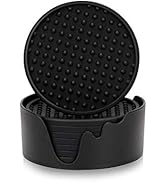 Amazon シリコンコースターセット6個セット ホルダー付き 滑り止め 吸水 断熱のコースター 簡単に洗えるカップマット おしゃれ 黒 コースター オンライン通販