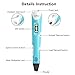 Canbor 3D Pen with PLA Filament Refills, 3D Printing Drawing Printer Pen for Kids and Adults, Compatible with PLA ABS Filament, 12 Colors 120 Feet PLA Filaments Included, Light Blue