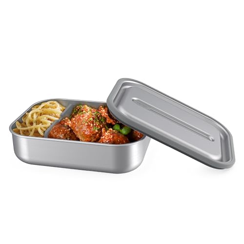 Bentgo MicroSteel Leak-Proof Lunch Box, Microwave-Safe and Oven-Safe Bento Container with Removable Divider, Airtight Lid, Stainless Steel, 5-Cup Capacity, BPA-Free (Stainless Steel)